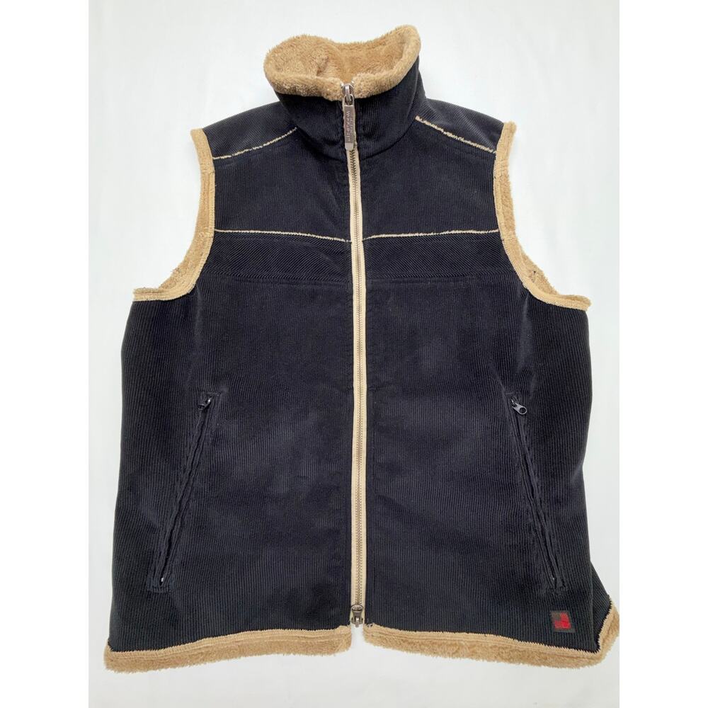 Woolrich Women’s M Black Corduroy Sherpa Fleece Lined Full Zip Vest Gorpcore